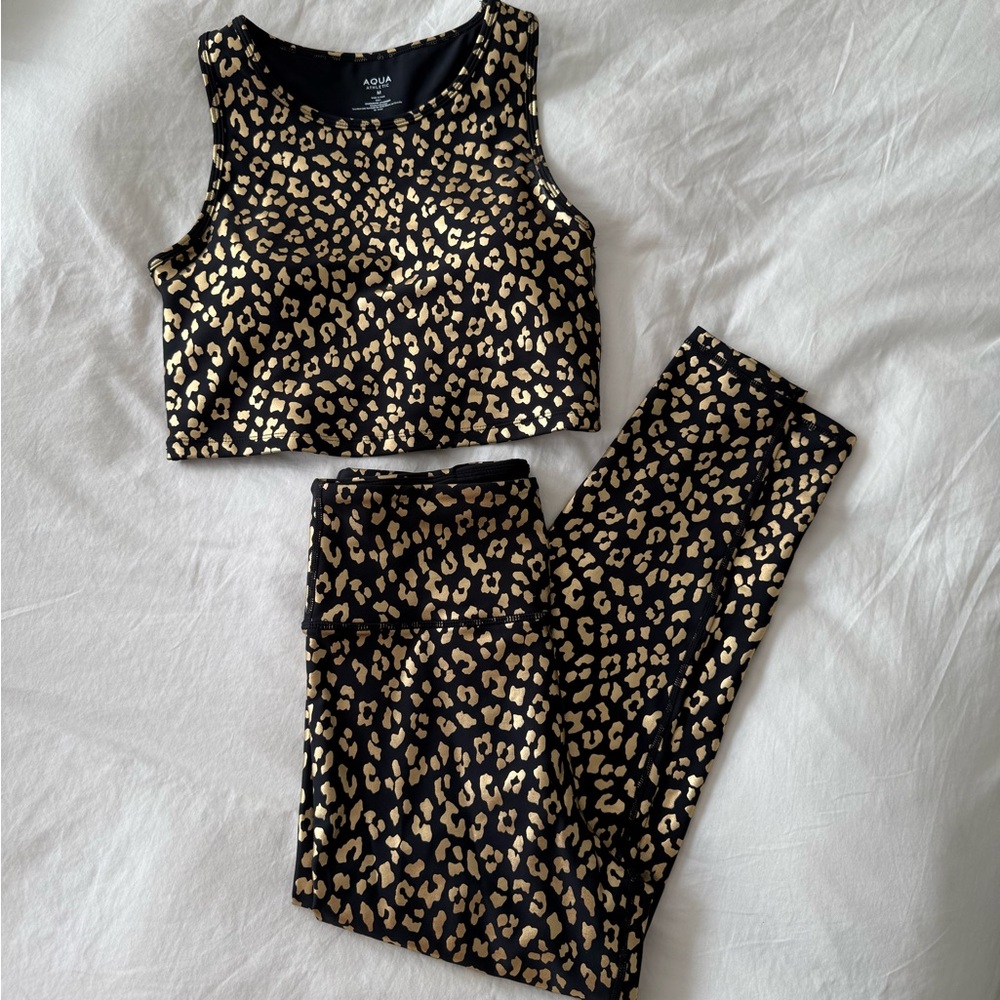 Aqua Black and Gold Leopard Print Set
